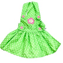 Lulu Pink Green Polka Dot Pet Dog Overall Dress Apron Small Toy Poodle D... - £10.90 GBP