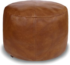 Thgonwid Unstuffed Faux Leather Pouf Cover, Amaretto 16&quot; X 12&quot; Floor Footrest - £31.15 GBP