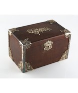 Vintage Wood Cigar Box Humidor w/ Metal Liner &amp; Antique Silverplate Fili... - $24,692.64 MXN