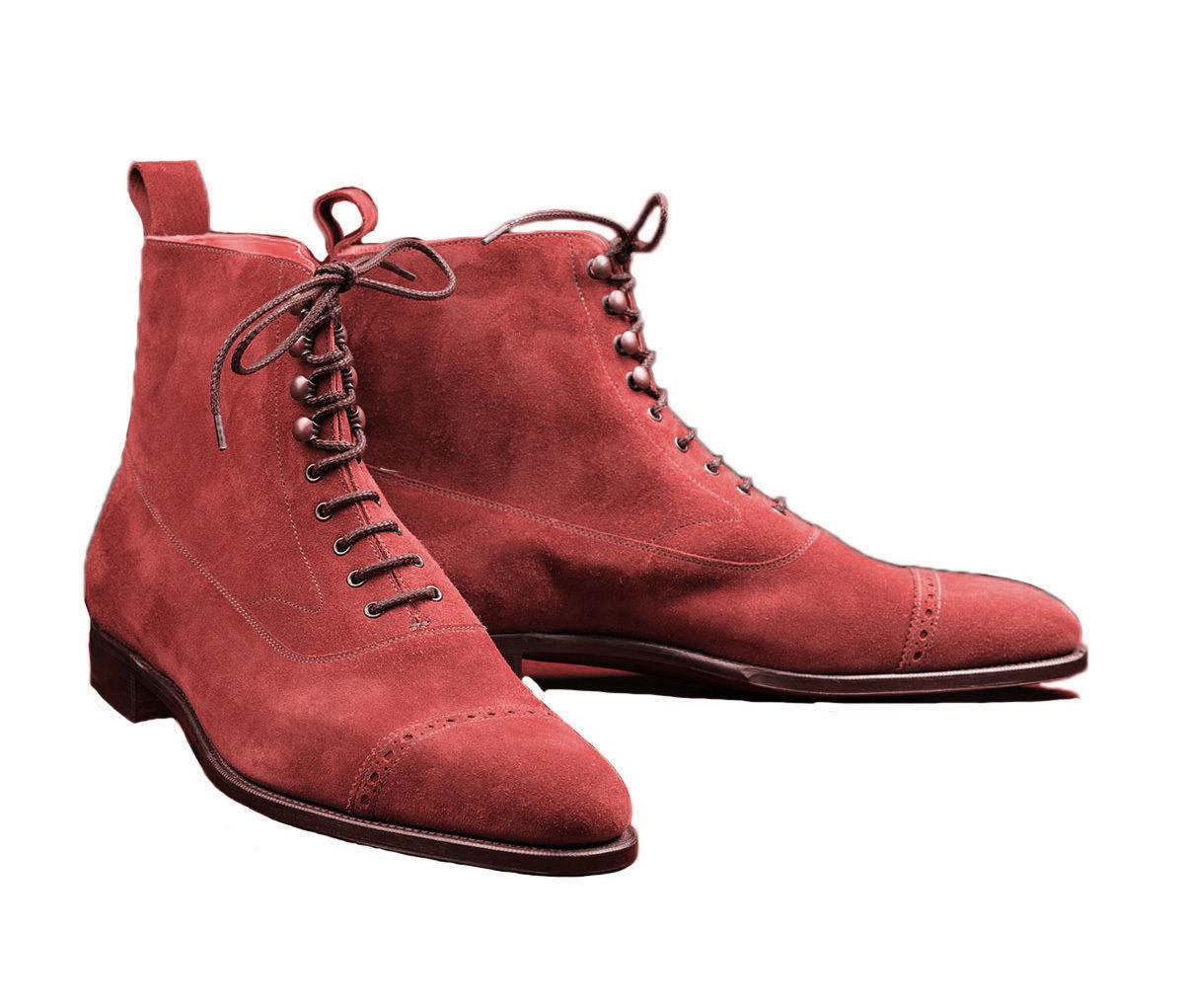 Men Hand Made Cape Toe Lace Up  Suede Leather High Ankle Boots US 7-16