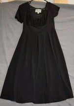 Julian Taylor Dress Women Sz 6 Black Empire Pleated Bodice Midi Fit &amp; Flare  - £15.94 GBP