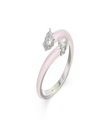 Light Pink Ceramic Lab Grown Diamond Open Ring in Sterling Silver &amp; Size 7 - $420.00