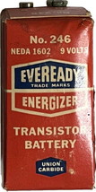 Eveready 246  9 Volt Radio Battery Red/Blue Display Vintage not working - $12.99