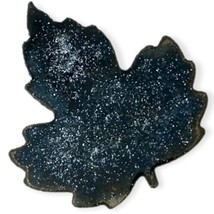 Maple Leaf Enameled Copper Brooch Pin Metallic Blue Vintage 70s 80s Autumn Fall  - £14.23 GBP