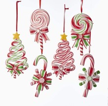 Kurt Adler Peppermint Candy Lollipop Ornaments - Set of 6 - £22.56 GBP