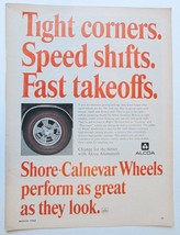 1966 Vintage Print Ad Red Line Wheels Alcoa Aluminum Shore Calnevar Rims Car - £6.28 GBP
