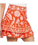 FARM RIO Orange Neon White Jungle Tiered Mini Skirt Cotton Resort Size S... - $731.99 MXN