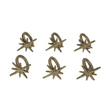 Set of 6 Gold Cast Iron Mid Century Modern Starburst Napkin Rings Dining Decor - £26.24 GBP