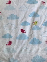 Circo White Velour Blue Cloud Sherpa Baby Blanket Lovey Pink Green Birds - $32.25