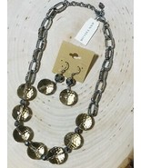 ANN TAYLOR SILVER TONE AMBER COLOR BEAD NECKLACE &amp; EARRING SET NWT - $34.60