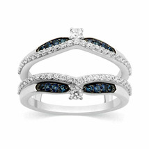 1 Ct Lab-Created Sapphire &amp; Diamond Enhancer Jacket Guard Ring White Gold Plated - £92.54 GBP