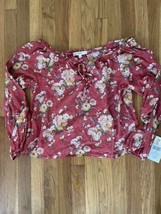 Womens Rewind Red Floral Shirt Size S NWT Off The Shoulder? Summer Spring Nice  - £5.50 GBP
