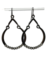 Gunmetal Teardrop Earrings with Rhinestones Pierced Wires - $173.21 MXN