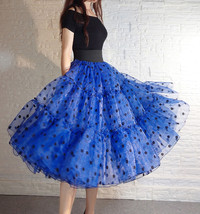 Royal Blue Polka Dot Tutu Skirt Women Plus Size A-line Layered Tutu Skirt image 3