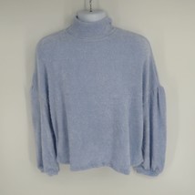 Sanctuary Blue Eyelash Knit Balloon Sleeve Popover Sweater XL NWOT - £12.73 GBP