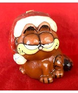 Vintage 1981 Garfield Christmas Candle Figure w Santa Hat Enesco 4.25&quot; Tall - $130.76 MXN