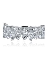 2.50Ct Lab Grown Diamond Pear &amp; Marquise Cut Floral Wedding Band 14k Whi... - $3,265.98