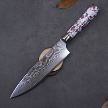 New Damascus Steel Kitchen Chef&#39;s Knife Turquoise Copper Ring Handle - £54.35 GBP