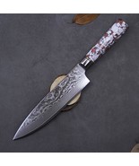 New Damascus Steel Kitchen Chef&#39;s Knife Turquoise Copper Ring Handle - £53.42 GBP