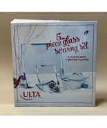 Ulta Beauty 4 Plates 1 Serving Platter Silver Trim New Open Box READ - £11.83 GBP