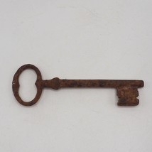 Rusty Primitive Skeleton Key 5&quot; Jailer Barn From French Countryside Vtg Antique - £33.61 GBP