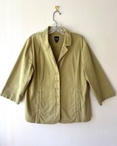 Eileen Fisher Olive Green Jacket Organic Cotton Collared Button Up Canva... - $650.43 MXN