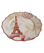Joyeux Noel Gold Eiffel Tower 222 Fifth Dinner Plate Scalloped Edge 10.5&quot; - $34.99