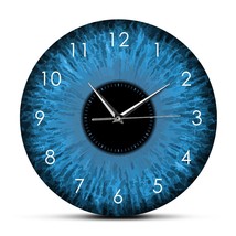 Blue Eyes Iris Opticianry Wall Clock Weird Macro Reptilian Eyeballs Eye Designed - £32.60 GBP