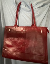 Buxton Leather Red Tote Laptop Case Multi Purpose Weekender Roomy &amp; LOW $ - £23.04 GBP