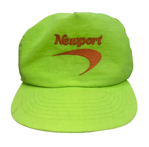 Vintage Newport Logo Green Neon One Size Snapback Nylon Hat Cap 90s - £23.70 GBP