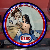 Vintage 1944 Esso Marine Product &#39;&#39;Jenifer Prince&#39;&#39; Porcelain Gas &amp; Oil Sign - £98.29 GBP