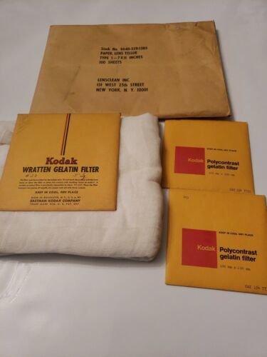 Primary image for Kodak Wratten & Polycontrast Gelatin Filter Lot with Cloth and Lens Tissue Paper