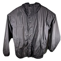Cabelas Packable Vented Rain Jacket Hooded Black Mens Large Tall - $34.73