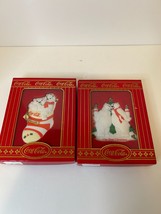 1996 Coca-Cola Christmas Ornaments Porcelain Bears Lot of 2.  x66 - $226.16 MXN