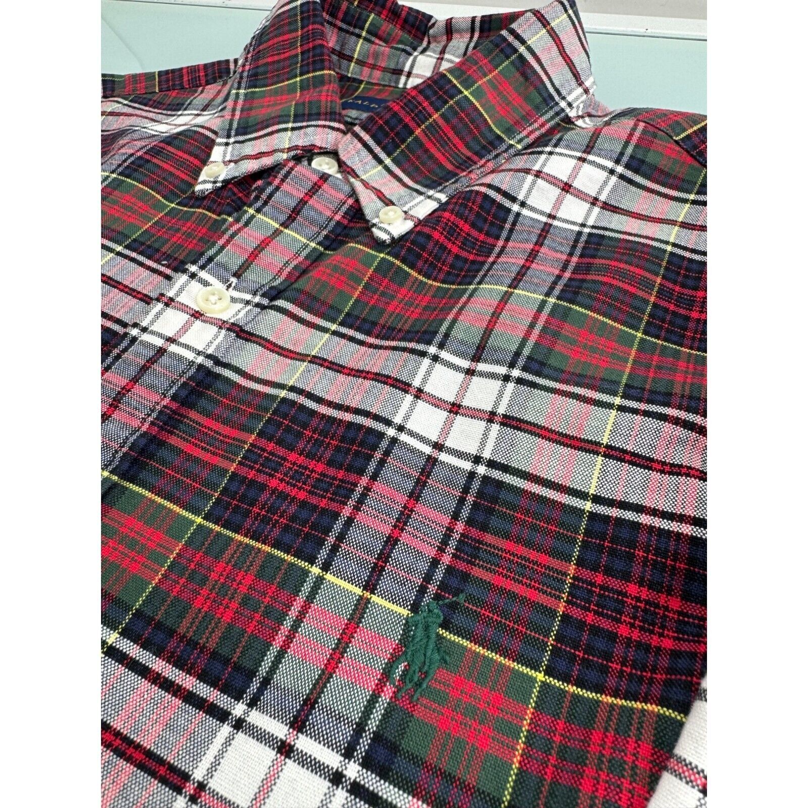 Primary image for Polo Ralph Lauren Men Oxford Shirt Tartan Plaid Long Sleeve Button Up Large L