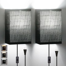 Wall Lamp Plug In Light Fixture Modern Sconce Farmhouse Led Black Bedroom Set 2 - £44.68 GBP