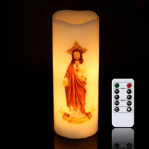 Sacred Heart of Jesus Picture Devotional Prayer Candle With Remote And Timer NEW - £18.80 GBP