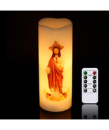 Sacred Heart of Jesus Picture Devotional Prayer Candle With Remote And T... - £18.54 GBP