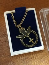 Vintage Goldtone Chain W Tsg Signed Dove W Cross Confirmed In Christ Pendant Nec - £9.74 GBP