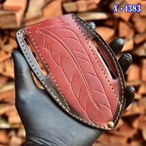 Hand  Engraved Fix Blade &amp; Folding Pocket Knife Leather Sheath Case Mult... - $12.46
