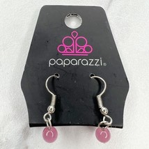 Paparazzi Pink Beaded Silver Tone Dangle Earrings Pierced Pair - $6.92