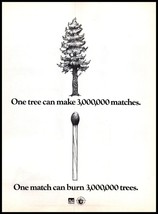 1985 One Tree One Match Prevent Forest Fires Vintage Print Ad Smokey Bear Art - $10.97