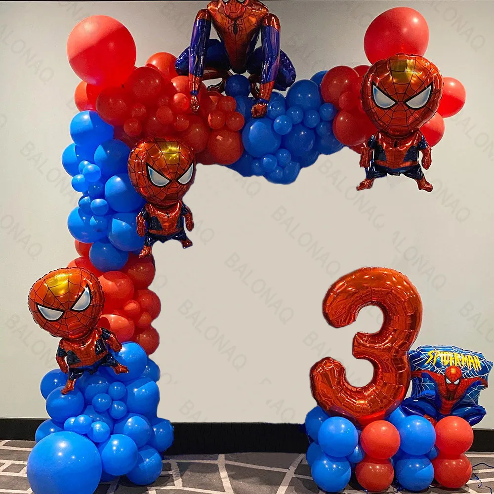 1Set 3D Big Spiderman Hero Foil Balloons Number The Avengers Birthday Party - £13.26 GBP