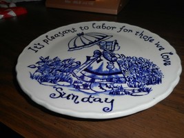 Crownford China Co Staffordshire England Wall Plaque Blue &amp; White Vintag... - £9.58 GBP