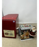 Vintage FITZ &amp; FLOYD Fireplace Santa Claus Ceramic Teapot Teddy Bear Tea - $47.83 CAD