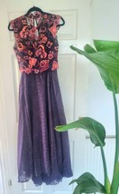 Karen Millen Elegant Evening Dress Plum lace  Evening Ball Gown maxi Siz... - £97.80 GBP