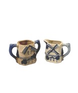 Antique Creamer and Sugar Made in Japan Blue Windmill Design - $230.50 MXN