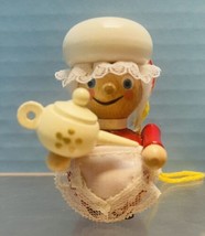VTG Steinbach Maid w Teapot 3&quot; Christmas Ornament Wooden/ Handmade in Germany - $29.65