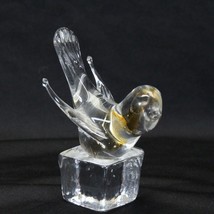 Arte Murano Icet Blown Clear Glass Bird Venezuela 3-1/4&quot; x 5-3/4&quot;  w/ St... - $20.57