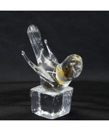 Arte Murano Icet Blown Clear Glass Bird Venezuela 3-1/4&quot; x 5-3/4&quot;  w/ St... - $28.22 CAD